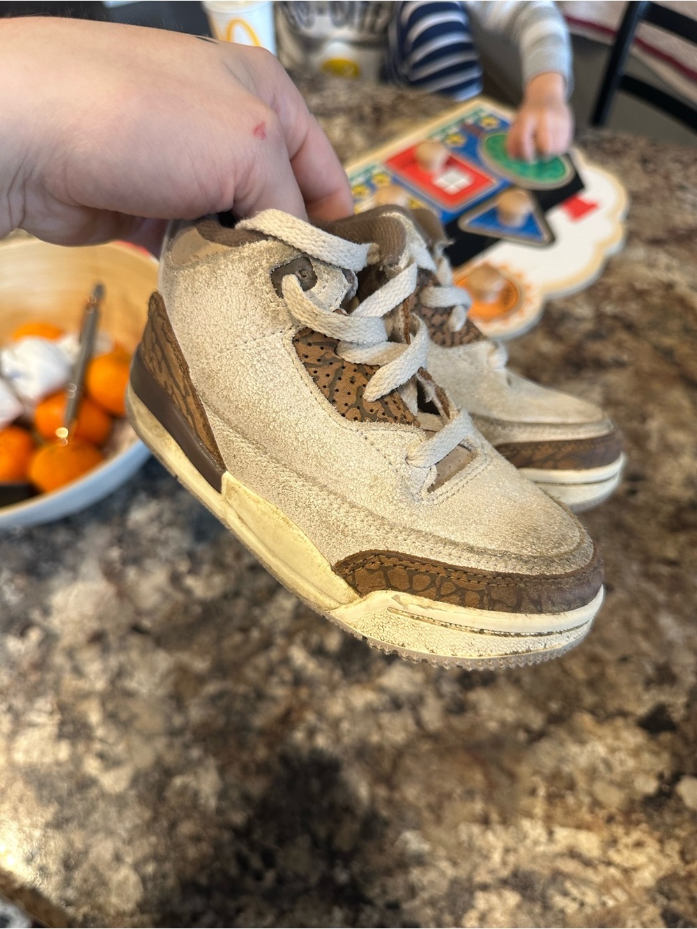 Nike Kids Suede Sneakers in Beige and Brown